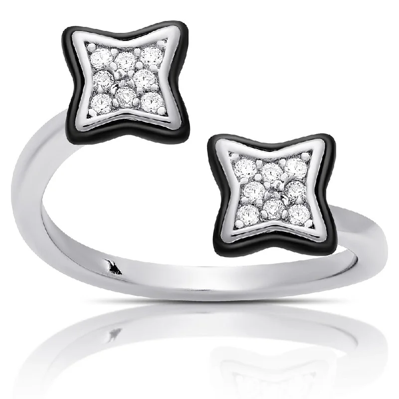 Textured Fashion Rings in Pewter with Hammered and Embossed SurfacesSamantha Stone Sterling Silver Cubic Zirconia Ceramic Clover Open Ring Textured Fashion Rings in Pewter with Hammered and Embossed SurfacesSamantha Stone Sterling Silver Cubic Zirconia Ceramic Clover Open Ring
