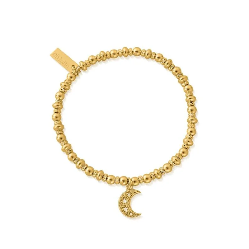 ChloBo Sterling Silver Gold Plated Didi Sparkle Starry Moon Bracelet