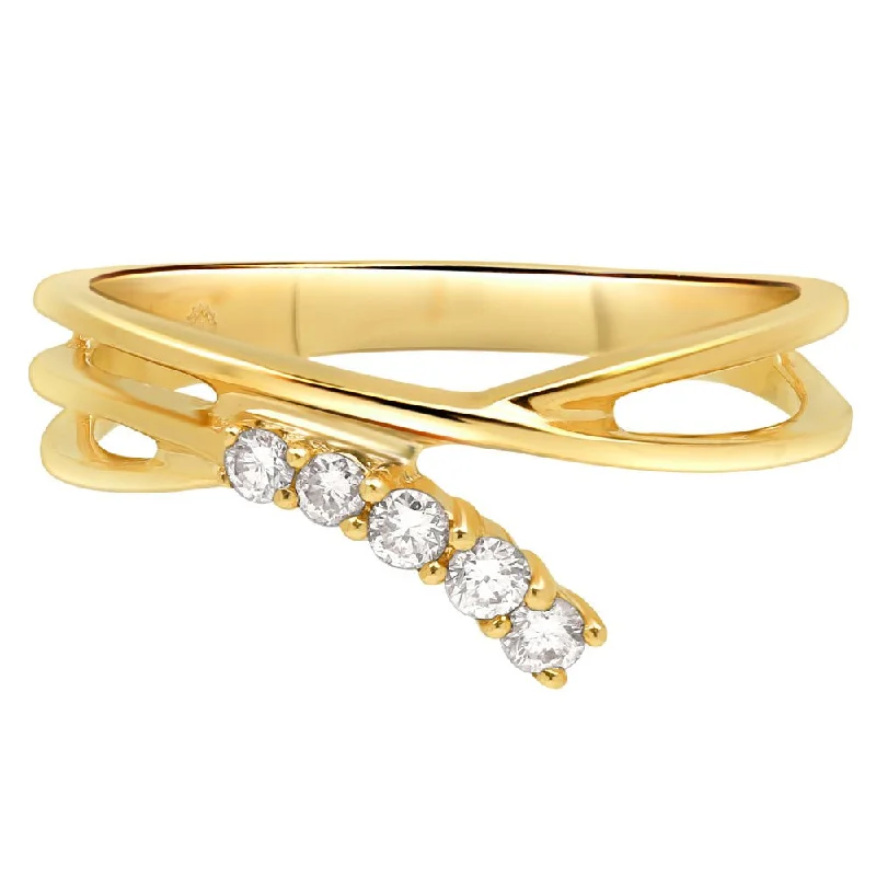 Channel - Set Women's Diamond Rings with Diamonds Securely Held in a Metal Groove for DurabilityInterlocking Gold and Diamond Criss Cross Band Channel - Set Women's Diamond Rings with Diamonds Securely Held in a Metal Groove for DurabilityInterlocking Gold and Diamond Criss Cross Band