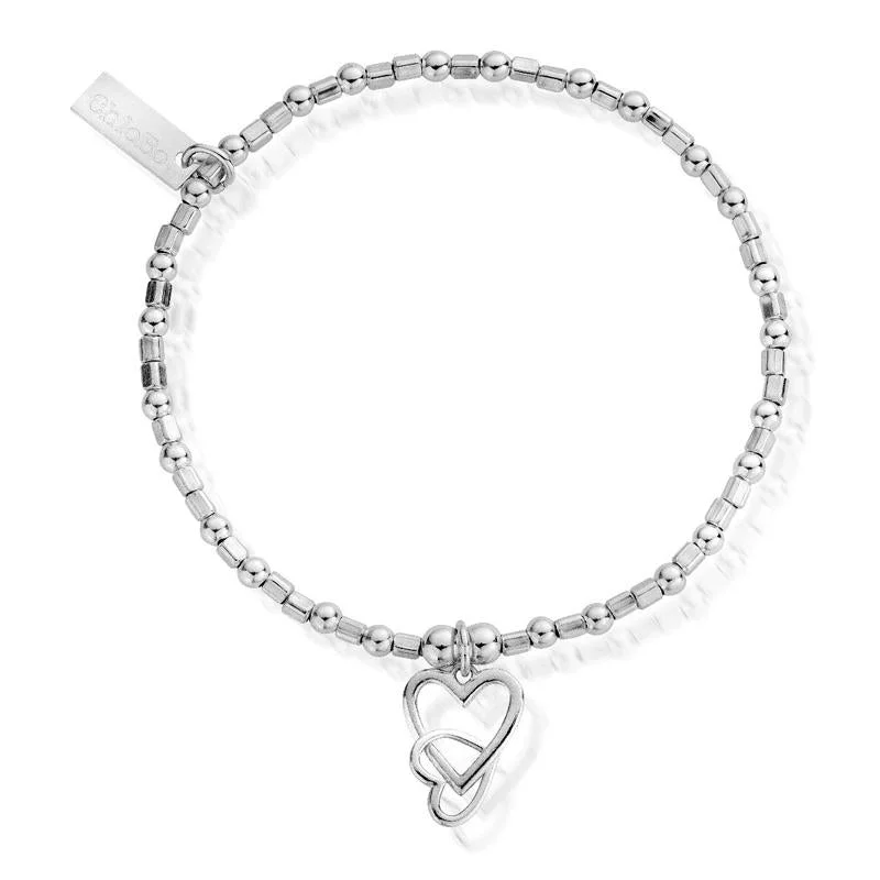 ChloBo Sterling Silver Mini Cube Interlocking Love Heart Bracelet