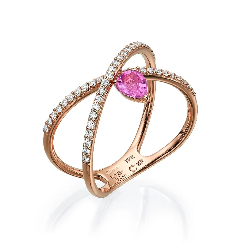 Jasper Gemstone Rings in 18K Gold Vermeil with a Matte Finish for a Subtle and Elegant LookDiamond X Ring with Pink Sapphire Jasper Gemstone Rings in 18K Gold Vermeil with a Matte Finish for a Subtle and Elegant LookDiamond X Ring with Pink Sapphire