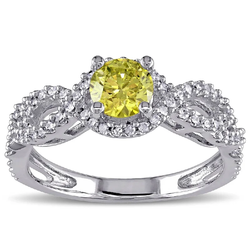 Women's Solitaire Diamond Rings with Round - Cut Diamonds and Platinum Settings for an Elegant EngagementMiadora Signature Collection 10k White Gold 3/4ct TDW Yellow and White Diamond Ring Women's Solitaire Diamond Rings with Round - Cut Diamonds and Platinum Settings for an Elegant EngagementMiadora Signature Collection 10k White Gold 3/4ct TDW Yellow and White Diamond Ring