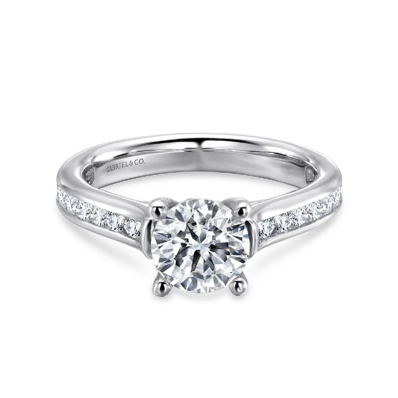 Halo - Style Women's Diamond Rings with a Center Diamond Surrounded by Smaller Diamonds in 18K GoldGabriel 14K White Gold .55ctw 4 Prong Style Diamond Semi-Mount Engagement Ring Halo - Style Women's Diamond Rings with a Center Diamond Surrounded by Smaller Diamonds in 18K GoldGabriel 14K White Gold .55ctw 4 Prong Style Diamond Semi-Mount Engagement Ring