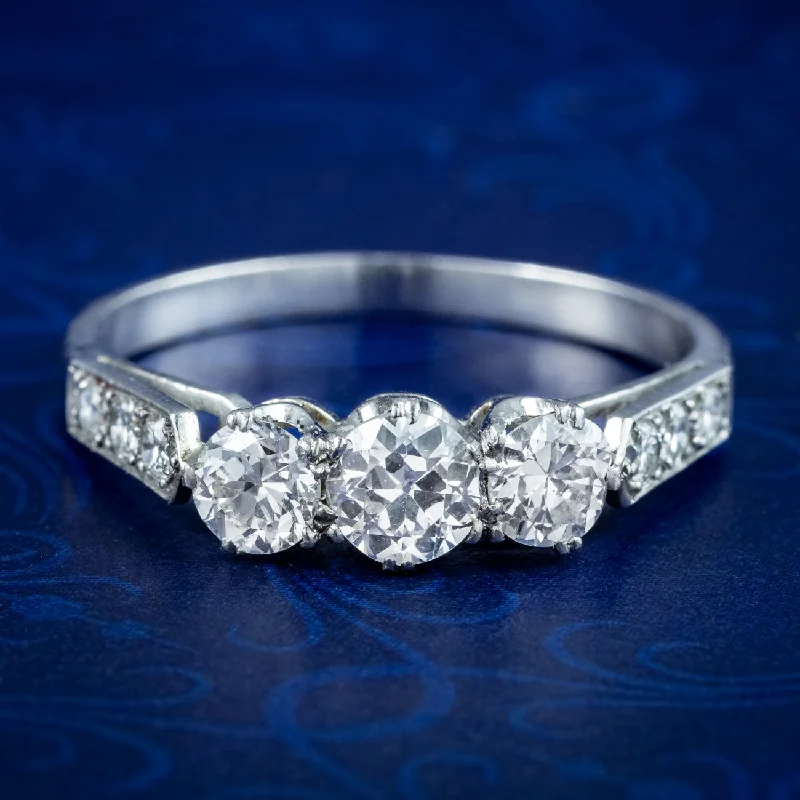 Princess - Cut Women's Diamond Rings in White Gold with a High - Clarity Diamond for a Modern LookAntique Edwardian Diamond Trilogy Ring 1.5ct Total
