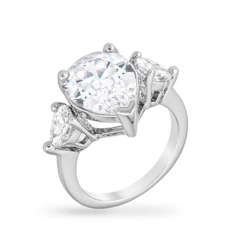 Enamel - Coated Fashion Rings in Bright Colors with Animal - Print PatternsCubic Zirconia Pear Triplet Ring Enamel - Coated Fashion Rings in Bright Colors with Animal - Print PatternsCubic Zirconia Pear Triplet Ring