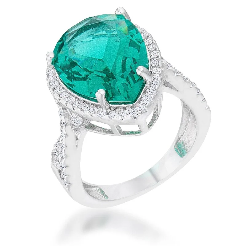 Minimalist Fashion Rings in Stainless Steel with a Single Solitaire CrystalLaura 9.9ct Blue Green CZ Rhodium Classic Teardrop Ring Minimalist Fashion Rings in Stainless Steel with a Single Solitaire CrystalLaura 9.9ct Blue Green CZ Rhodium Classic Teardrop Ring