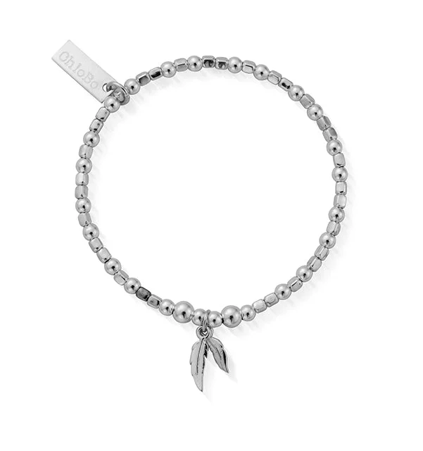 ChloBo Sterling Silver Children's Mini Cube Double Feather Bracelet