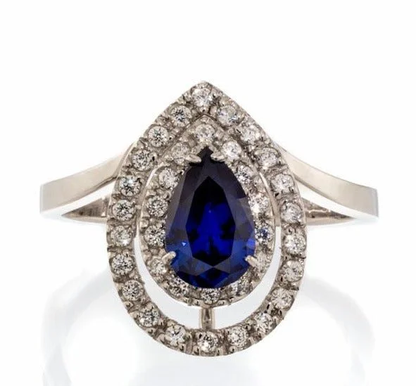 Amethyst Gemstone Rings in Sterling Silver with a Halo of Cubic Zirconia for a Budget - Friendly LuxuryImitation Sapphire and Cubic Zirconia Pear Cut Double Halo Engagement Ring In Sterling Silver Amethyst Gemstone Rings in Sterling Silver with a Halo of Cubic Zirconia for a Budget - Friendly LuxuryImitation Sapphire and Cubic Zirconia Pear Cut Double Halo Engagement Ring In Sterling Silver