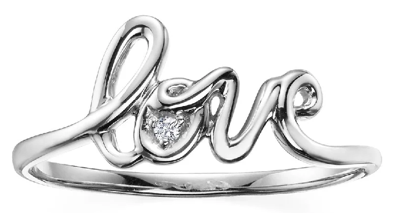 Women's Solitaire Diamond Rings with Round - Cut Diamonds and Platinum Settings for an Elegant EngagementWhite Gold Diamond "Love" Ring. Women's Solitaire Diamond Rings with Round - Cut Diamonds and Platinum Settings for an Elegant EngagementWhite Gold Diamond "Love" Ring.
