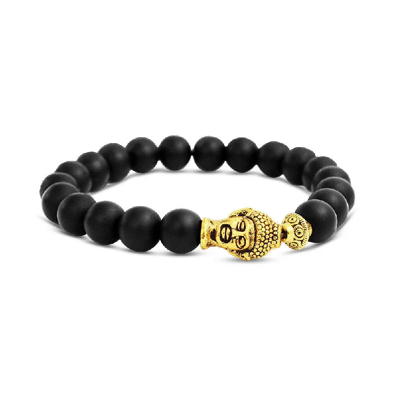 Chamm Bracelets for menUnisex Bali Gemstone Turquoise Onyx Stretch Bracelet with Angel Wing Charm