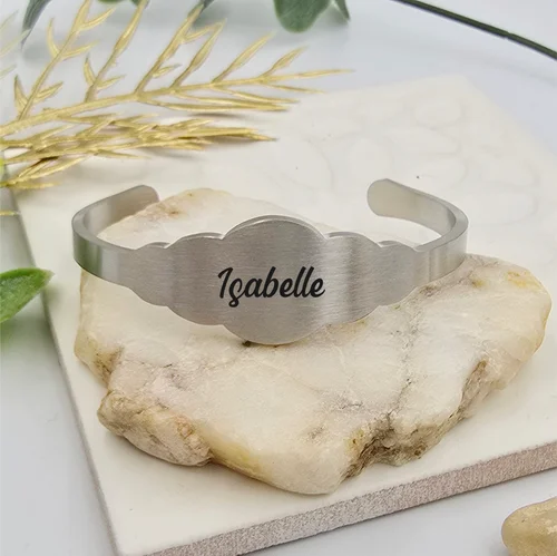 Stretch Bangle Bracelets with Elastic Cord for a Comfortable FitChildren's Personalized Scalloped Bangle Stretch Bangle Bracelets with Elastic Cord for a Comfortable FitChildren's Personalized Scalloped Bangle