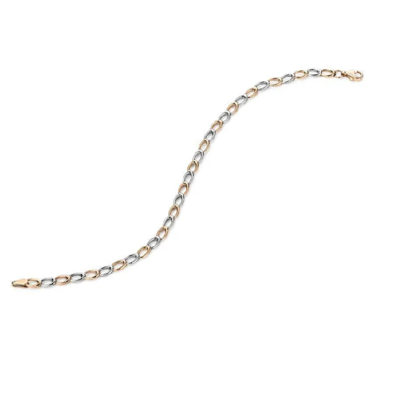 Unisex Bangle Bracelets with Abstract Artwork for a Unique Statement9ct yellow and white gold Opn Link 19cm Brac