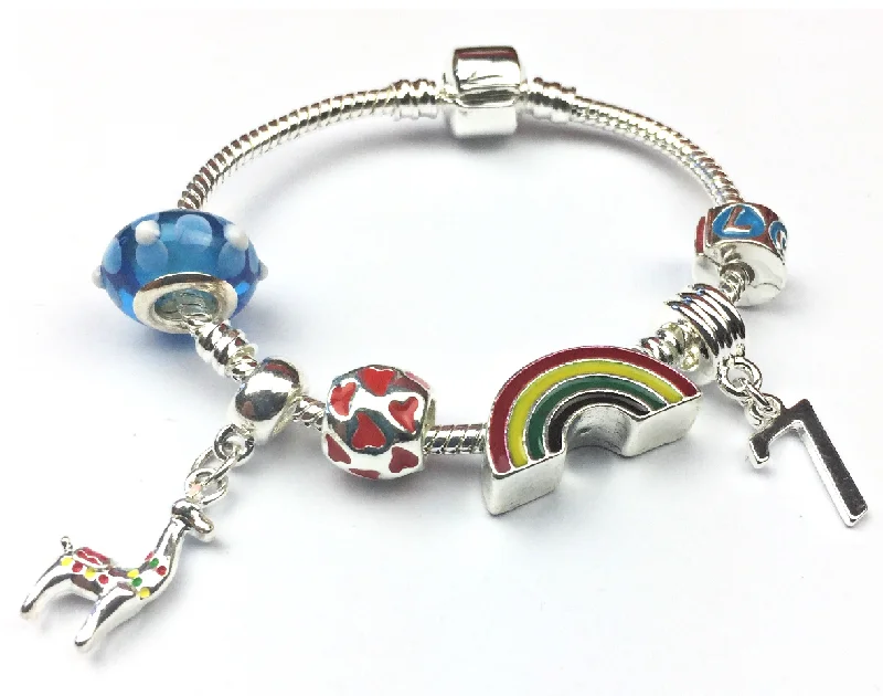 Chamm Bracelets with gemstonesChildren's 'Lovely Llama 7th Birthday' Silver Plated Charm Bead Bracelet Chamm Bracelets with gemstonesChildren's 'Lovely Llama 7th Birthday' Silver Plated Charm Bead Bracelet
