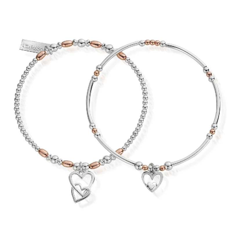 Chamm Bracelets for yoga loversRose Gold Mixed Metal Double Devotion Set Of 2