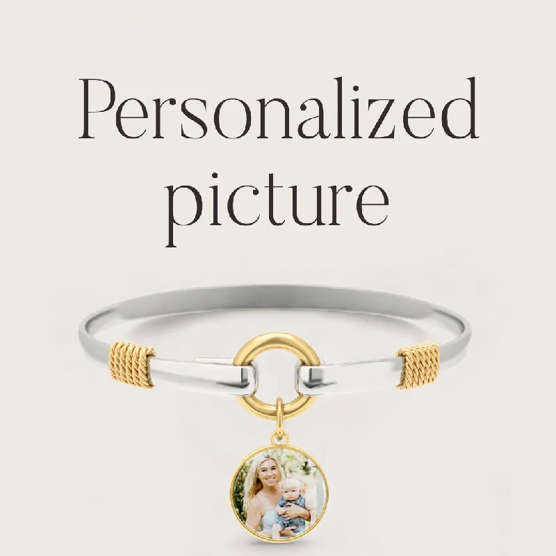 Chamm Bracelets for couplesPersonalized Photo Two-Tone Charm Bracelet