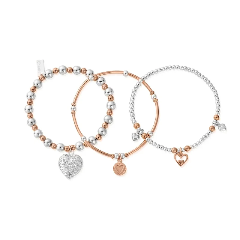 Luxury Chamm BraceletsRose Gold Mixed Metal Compassion Stack of 3