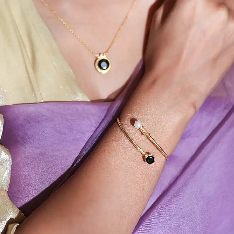 Leather - Wrapped Bangles with Studded Details for a Rock - Chic VibeSilver 92.5 Mangalsutra Black Onyx Cuff Leather - Wrapped Bangles with Studded Details for a Rock - Chic VibeSilver 92.5 Mangalsutra Black Onyx Cuff