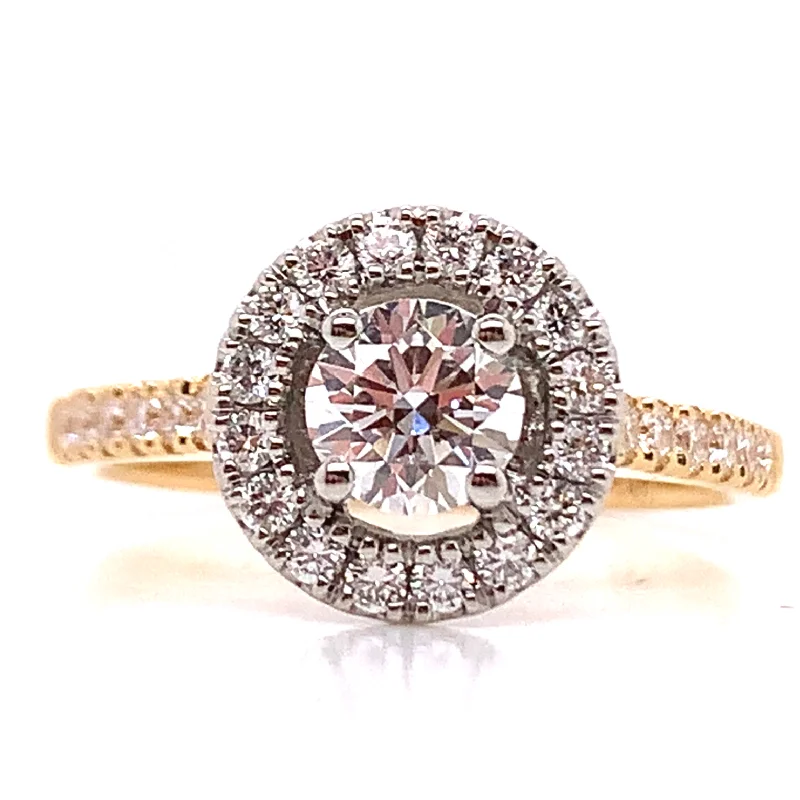 Halo Engagement Rings with a Cushion - Cut Center Diamond and Rose Gold BandLouise - 18ct Yellow Gold with Platinum Head Halo Earth Grown Diamond Engagement Ring Halo Engagement Rings with a Cushion - Cut Center Diamond and Rose Gold BandLouise - 18ct Yellow Gold with Platinum Head Halo Earth Grown Diamond Engagement Ring