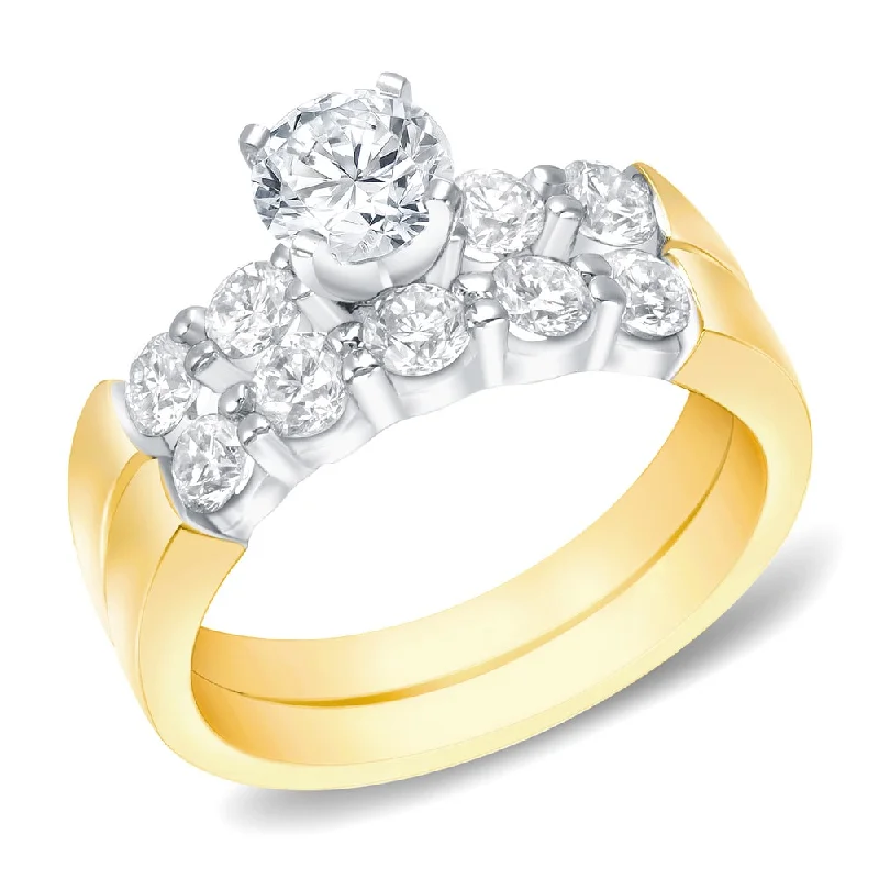 Classic Round Cut Engagement Rings with Platinum Prongs and Halo Setting for Timeless EleganceAuriya 14k Gold 1 1/2ctw Classic 5-Stone Diamond Engagement Ring Set 14k Two-Tone Gold Classic Round Cut Engagement Rings with Platinum Prongs and Halo Setting for Timeless EleganceAuriya 14k Gold 1 1/2ctw Classic 5-Stone Diamond Engagement Ring Set 14k Two-Tone Gold
