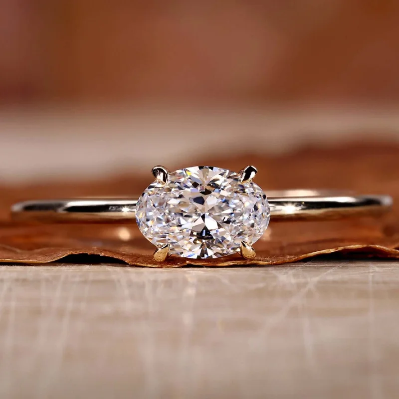 Engagement Rings with Amethyst and Diamond Accents in a Contemporary SettingEast to West Set Oval Diamond Solitaire Engagement Ring for Women Engagement Rings with Amethyst and Diamond Accents in a Contemporary SettingEast to West Set Oval Diamond Solitaire Engagement Ring for Women
