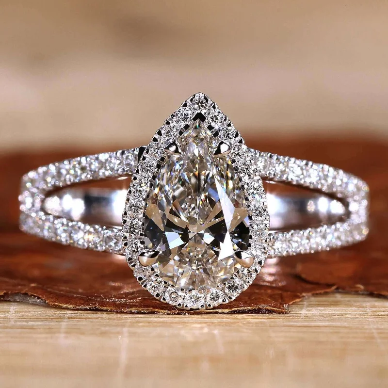 Adjustable Engagement Rings with a Flexible Band and a Princess - Cut Center DiamondPear Cut Lab Grown Diamond Halo Engagement Ring for Women Adjustable Engagement Rings with a Flexible Band and a Princess - Cut Center DiamondPear Cut Lab Grown Diamond Halo Engagement Ring for Women