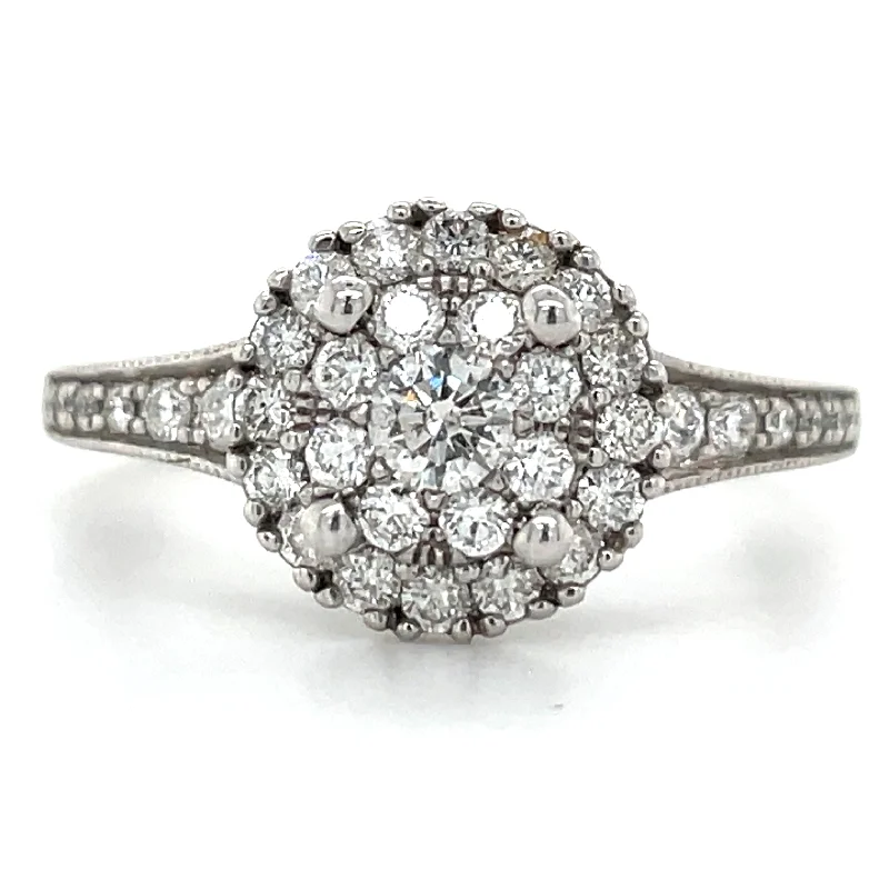 Art Deco Engagement Rings with Geometric Patterns and Baguette - Cut Diamond Accents18ct White Gold Illusion Halo with Tapered Band Earth Grown Diamond Engagement Ring Art Deco Engagement Rings with Geometric Patterns and Baguette - Cut Diamond Accents18ct White Gold Illusion Halo with Tapered Band Earth Grown Diamond Engagement Ring