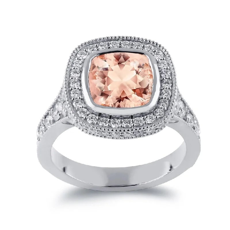 Agate Gemstone Rings in Sterling Silver with a Mosaic - Inspired Inlay for a Bohemian StyleAuriya Vintage 3 1/2ct Cushion-Cut Morganite and 1 3/8ctw Halo Diamond Engagement Ring 14k Gold Agate Gemstone Rings in Sterling Silver with a Mosaic - Inspired Inlay for a Bohemian StyleAuriya Vintage 3 1/2ct Cushion-Cut Morganite and 1 3/8ctw Halo Diamond Engagement Ring 14k Gold