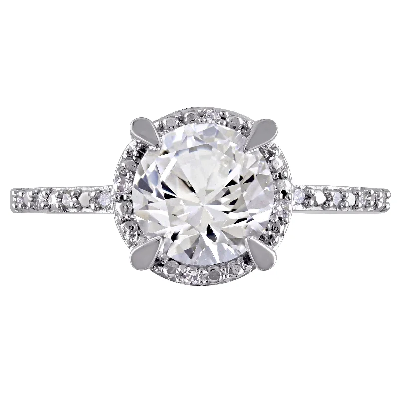 Amethyst Gemstone Rings in Sterling Silver with a Halo of Cubic Zirconia for a Budget - Friendly LuxuryMiadora 10k White Gold Created White Sapphire and Diamond Halo Engagement Ring Amethyst Gemstone Rings in Sterling Silver with a Halo of Cubic Zirconia for a Budget - Friendly LuxuryMiadora 10k White Gold Created White Sapphire and Diamond Halo Engagement Ring