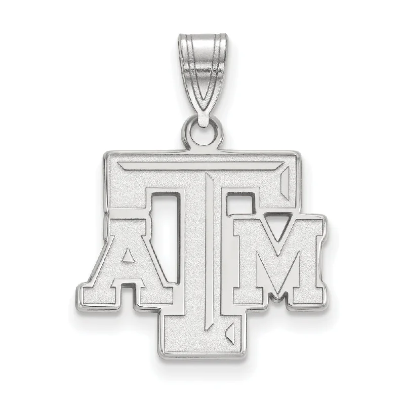 Hypoallergenic Stainless Steel Dog Tag Pendant Necklace for Active Men10k White Gold Texas A&M U. Medium Fancy 'TAM' Pendant