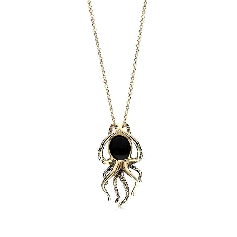 Custom - Engraved Initial Pendant Necklace in Sterling Silver for Mother's Day Gift9ct Yellow Gold Whitby Jet Octopus Pendant Custom - Engraved Initial Pendant Necklace in Sterling Silver for Mother's Day Gift9ct Yellow Gold Whitby Jet Octopus Pendant