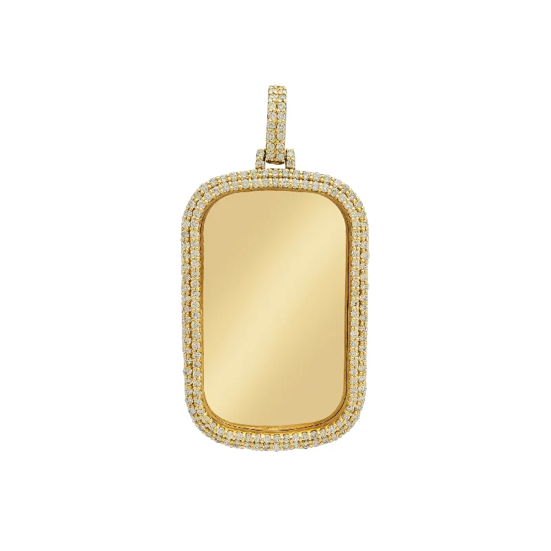 Magnetic - Locking Pendant with Hidden Compartment for Secret MessagesDiamond Dog Tag Memorial Picture Pendant (14K)