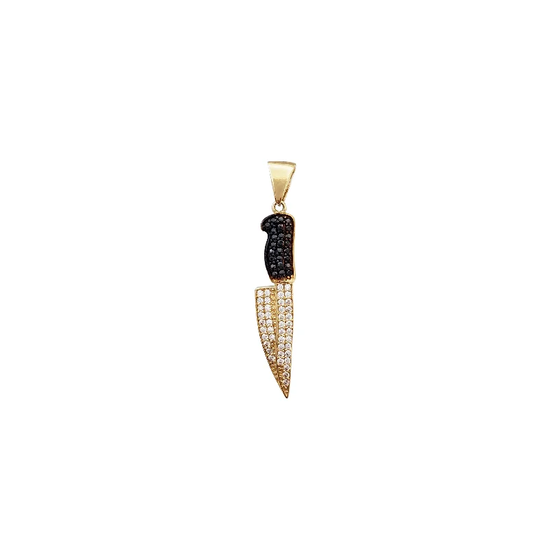 Double - Heart Pendant with Interlocking Design for CouplesIced Out Chef's Knife Pendant (14K) Double - Heart Pendant with Interlocking Design for CouplesIced Out Chef's Knife Pendant (14K)