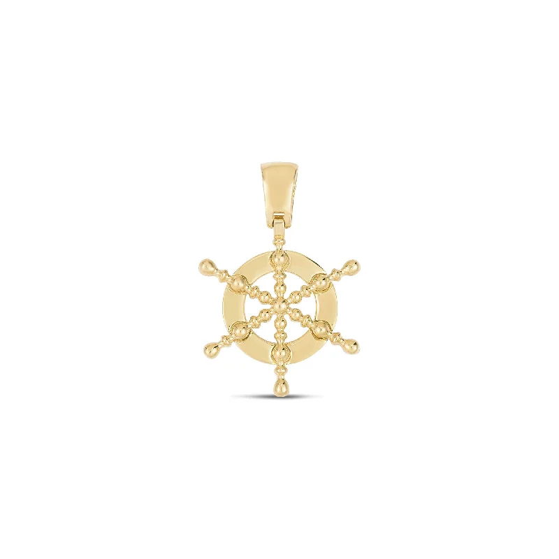 Magnetic - Locking Pendant with Hidden Compartment for Secret MessagesNautical Steering Wheel Pendant (14K)