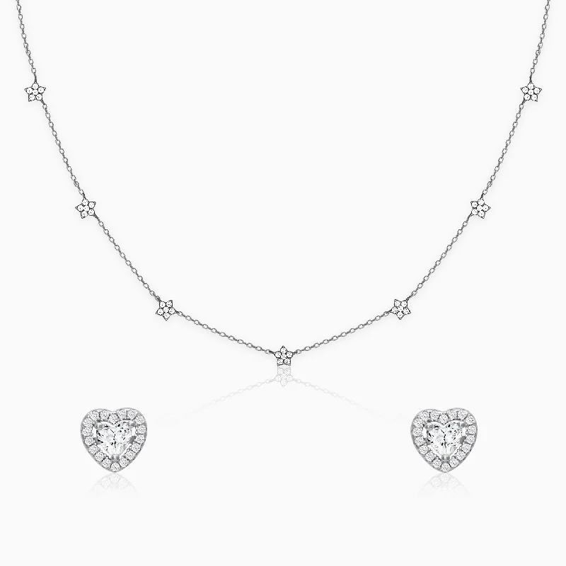 Heart - Shaped Garnet Pendant Necklace with a Pearl - Accented Chain for a Romantic Valentine's DaySilver Heart Takes Over Set Heart - Shaped Garnet Pendant Necklace with a Pearl - Accented Chain for a Romantic Valentine's DaySilver Heart Takes Over Set
