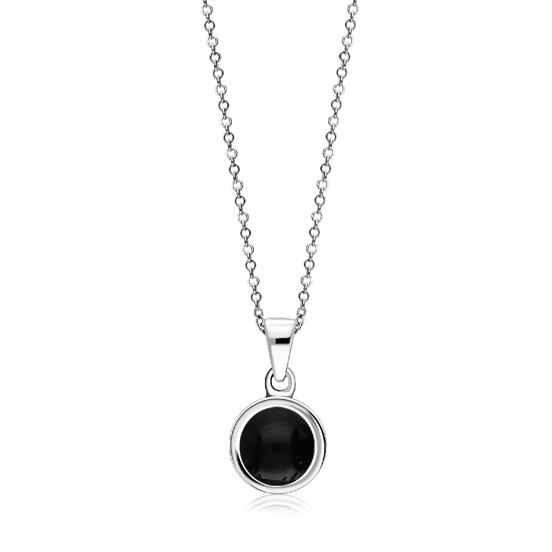 Tassel - Trimmed Amethyst Pendant Necklace for Festival - GoersSterling Silver Whitby Jet & Birthstone Double-Sided Plain Round Pendant Tassel - Trimmed Amethyst Pendant Necklace for Festival - GoersSterling Silver Whitby Jet & Birthstone Double-Sided Plain Round Pendant