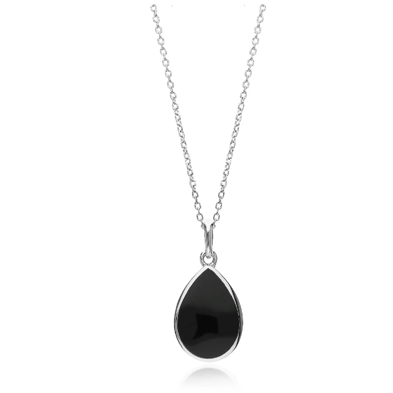 Dainty Gold - Plated Angel Wing Pendant Necklace for Sensitive Skin OwnersSterling Silver Whitby Jet Wide Teardrop Pendant Dainty Gold - Plated Angel Wing Pendant Necklace for Sensitive Skin OwnersSterling Silver Whitby Jet Wide Teardrop Pendant