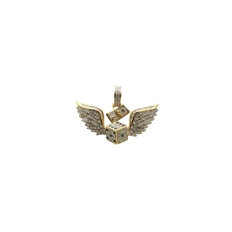 Magnetic - Closure Pendant Necklace with a Hidden Compartment for Secret KeepersYellow Gold Fancy Wing Dice Diamond Pendant (14K) Magnetic - Closure Pendant Necklace with a Hidden Compartment for Secret KeepersYellow Gold Fancy Wing Dice Diamond Pendant (14K)